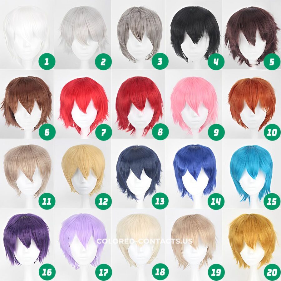 30Cm Short Cosplay Wig Collection - 20 Colors