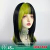 45Cm Lizard Green &Amp; Black Straight Cosplay Wig - Colored Contacts 45Cm Lizard Green &Amp; Black Straight Cosplay Wig
