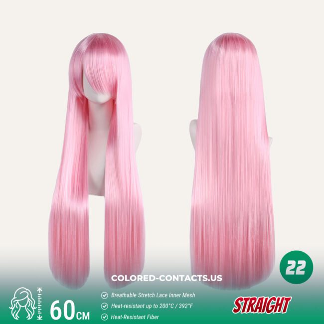 60Cm Universal Straight Cosplay Wig Collection - 24 Colors - Colored Contacts 60Cm Universal Straight Cosplay Wig Collection - 24 Colors Premium Colored Contact Lenses