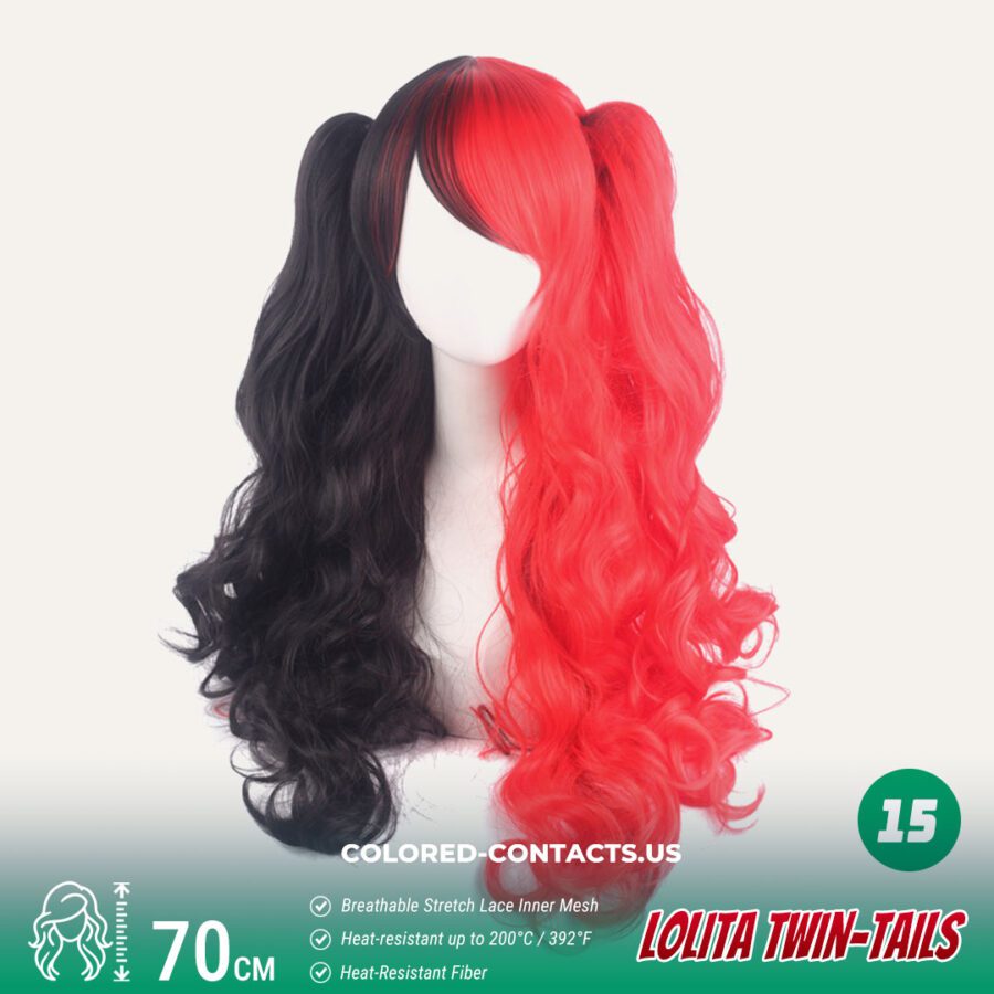 70Cm Lolita Twin-Tails Curly Cosplay Wig - 20 Colors - Image 2