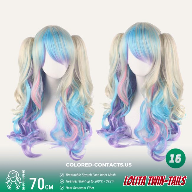 70Cm Lolita Twin-Tails Curly Cosplay Wig - 20 Colors - Colored Contacts 70Cm Lolita Twin-Tails Curly Cosplay Wig - 20 Colors Premium Colored Contact Lenses