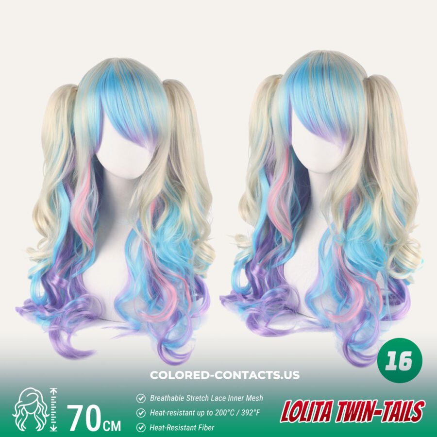 70Cm Lolita Twin-Tails Curly Cosplay Wig - 20 Colors - Image 4