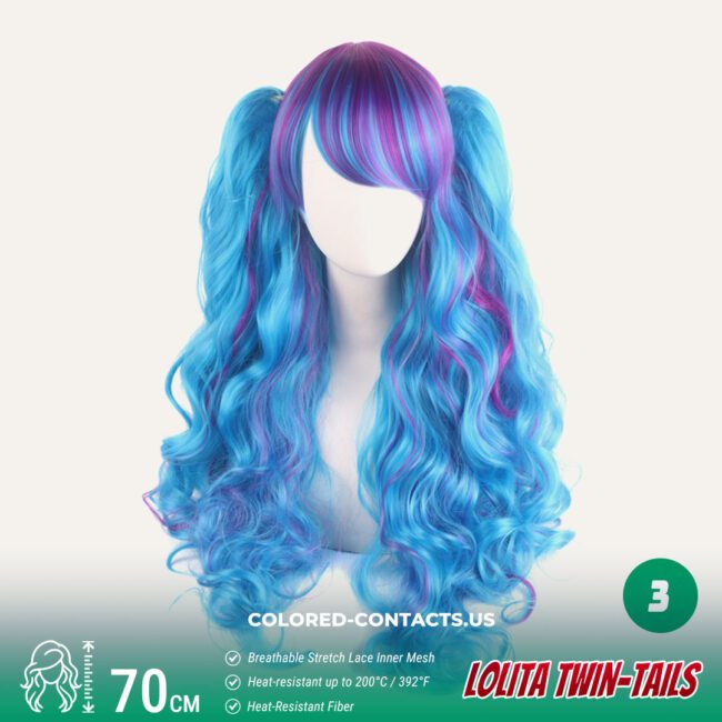 70Cm Lolita Twin-Tails Curly Cosplay Wig - 20 Colors - Colored Contacts 70Cm Lolita Twin-Tails Curly Cosplay Wig - 20 Colors Premium Colored Contact Lenses