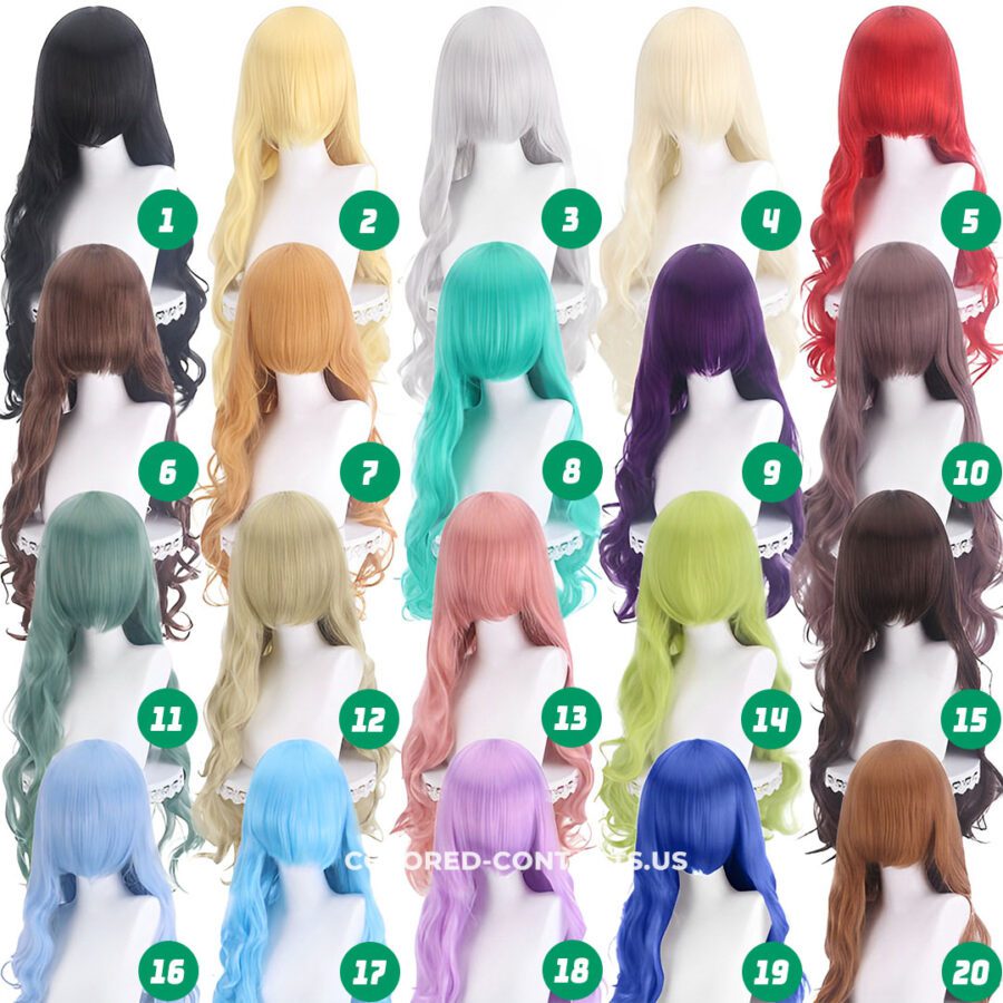 80Cm Universal Wavy Cosplay Wig Collection - 20 Colors