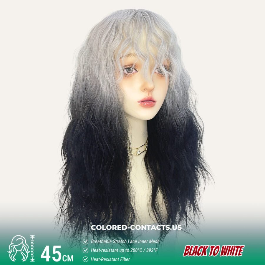 Gothic Elf Cosplay Wig - Black To White Gradient