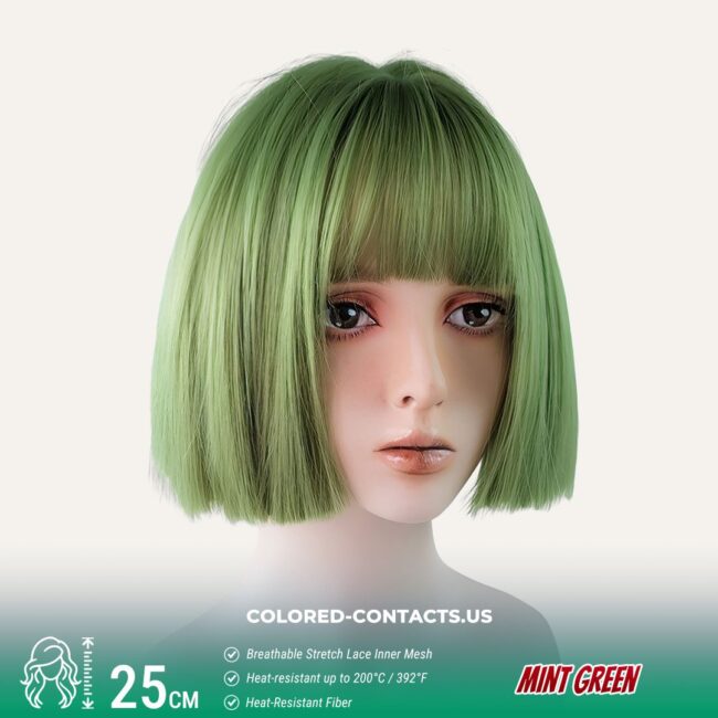 Mint Green Bob Wig with Straight Bangs