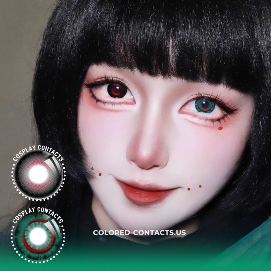 Ghost Red-Black + Bone-Devouring Insect Green Cosplay Contact Lenses - Image 3