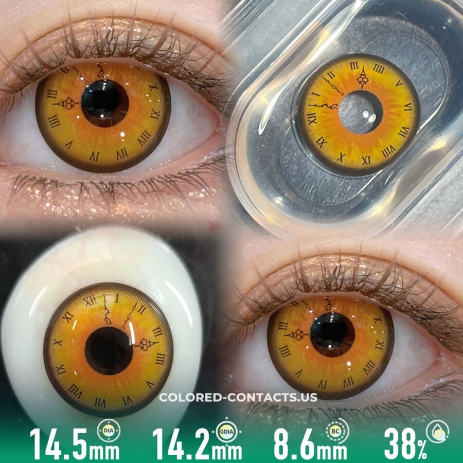 Yellow Clock Eye Cosplay Colored Contacts