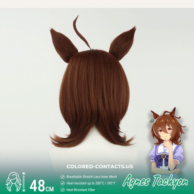 Agnes Tachyon Cosplay Wig - Premium Brown Hair With Ears - Colored Contacts Agnes Tachyon Cosplay Wig - Premium Brown Hair With Ears Premium Colored Contact Lenses