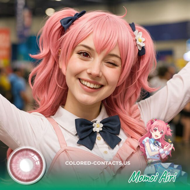 Momoi Airi Cosplay Contact Lenses - Coral Pink!
