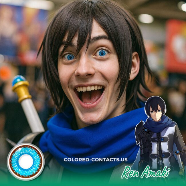 Ren Amaki Cosplay Macaron Blue Contact Lenses