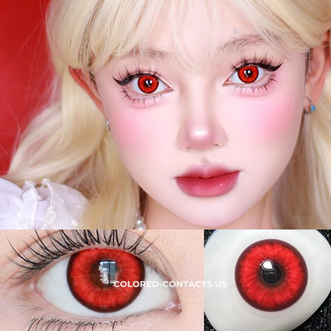 Storm Red Contact Lenses - Y2K Electric Red Colored Contacts - Colored Contacts Storm Red Contact Lenses - Y2K Electric Red Colored Contacts Premium Colored Contact Lenses