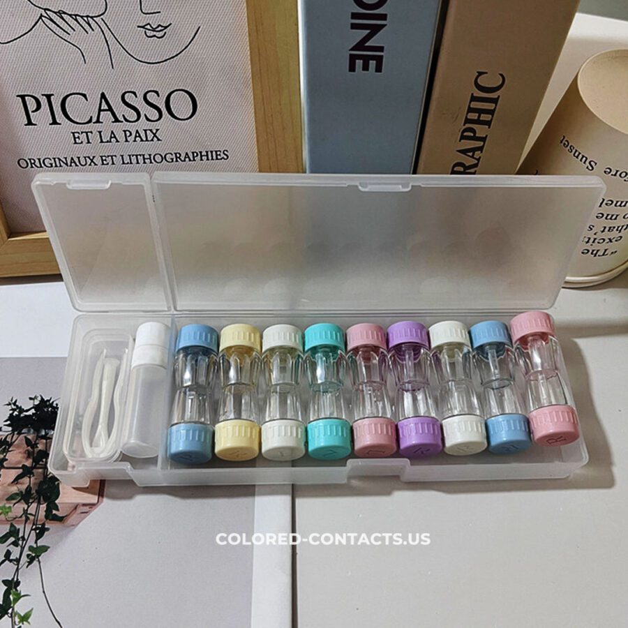 9 Sets Of Colored Contact Lens Travel Independent Storage Boxes