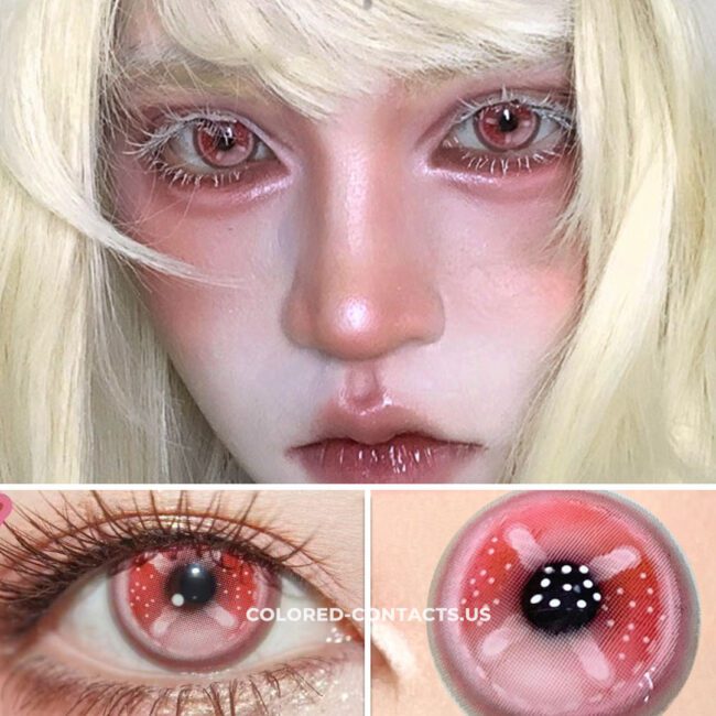 Bloody Strawberry Cross Eye Red Crazy Lenses | 4-Lens Pack - Colored Contacts Bloody Strawberry Cross Eye Red Crazy Lenses | 4-Lens Pack Premium Colored Contact Lenses