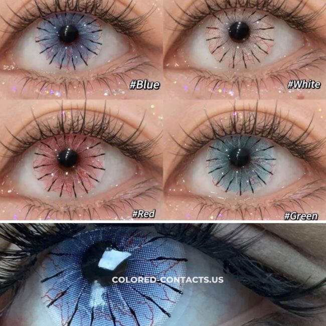 Pink Spider Web Colored Contacts | 4-Piece Set Premium Colored Contact Lenses