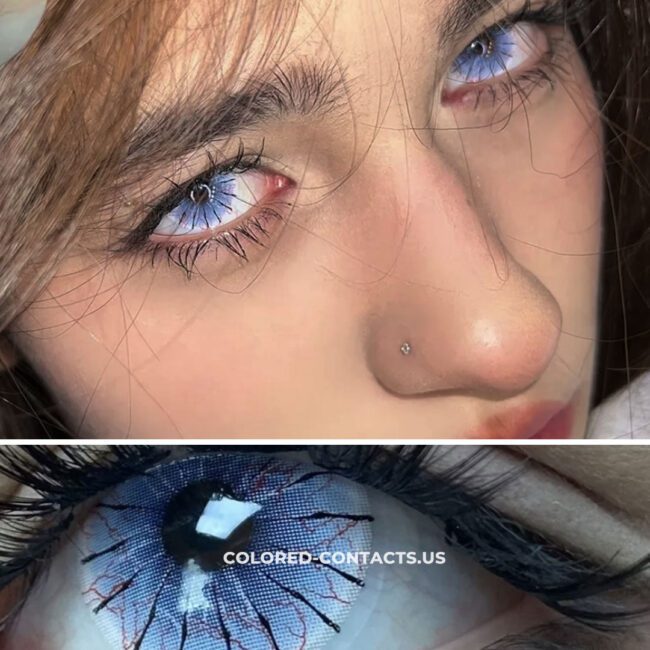 Blue Spider Web Colored Contacts | 4-Piece Set Premium Colored Contact Lenses
