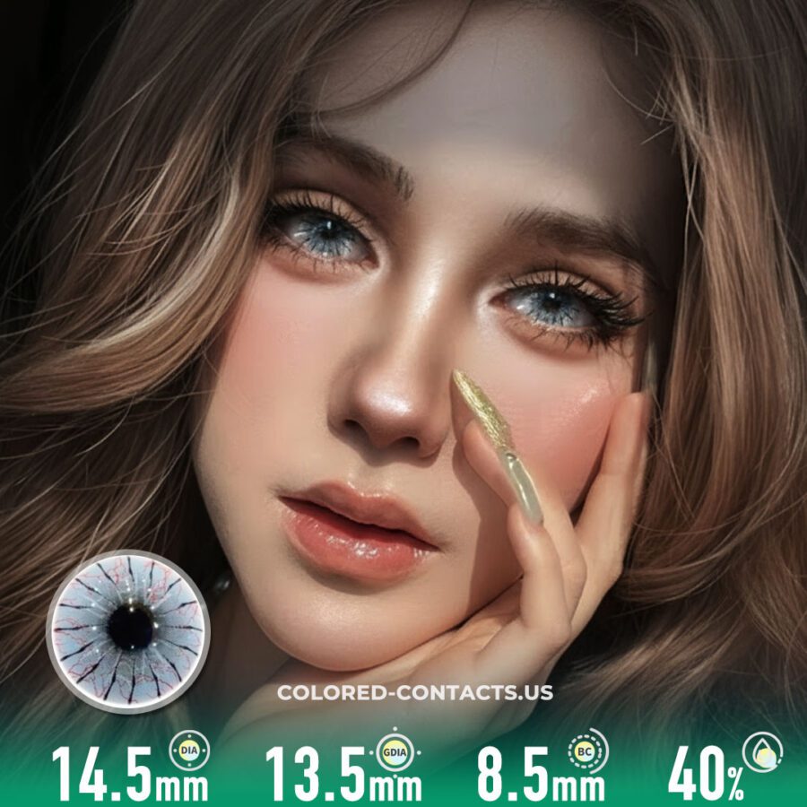 Cyan Spider Web Colored Contacts  | 4-Piece Set