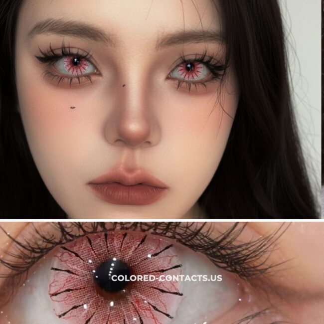 Pink Spider Web Colored Contacts | 4-Piece Set Premium Colored Contact Lenses