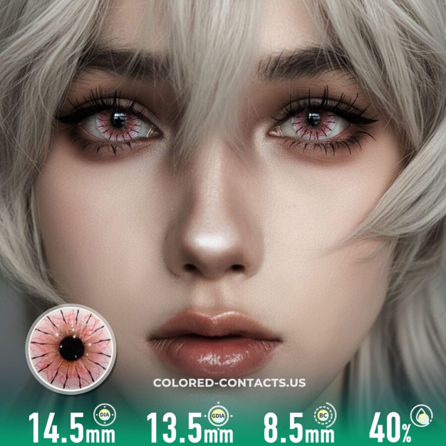 Pink Spider Web Colored Contacts  | 4-Piece Set