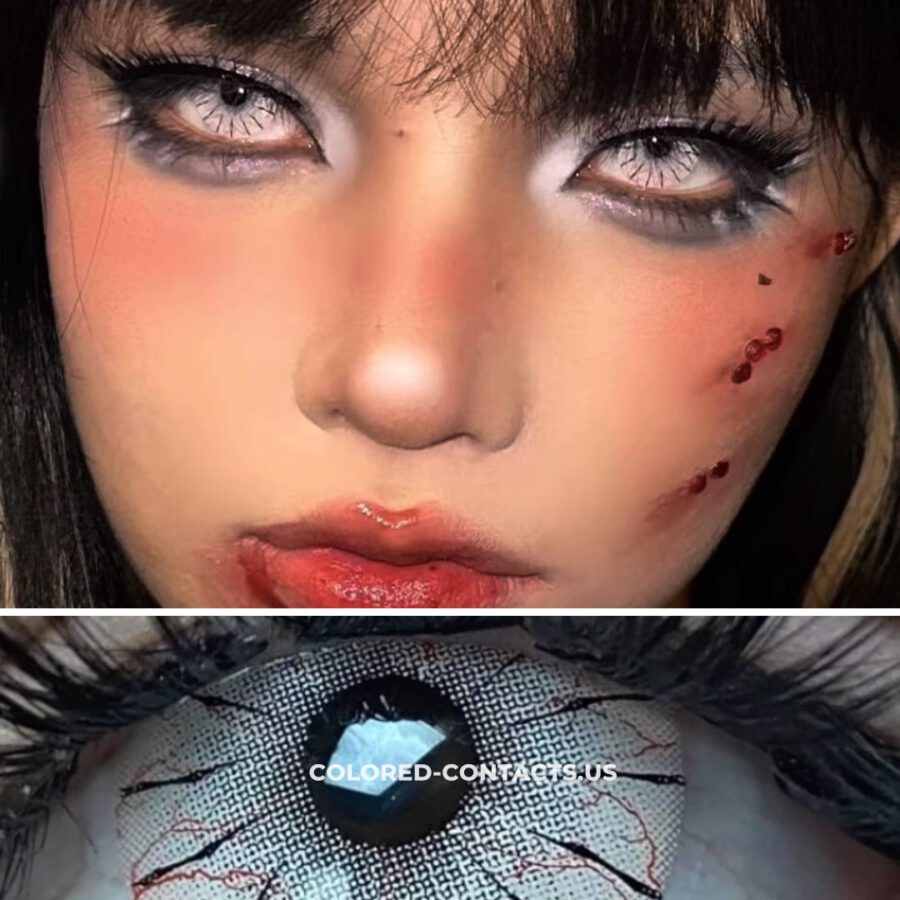 White Spider Web Colored Contacts  | 4-Piece Set - Image 3
