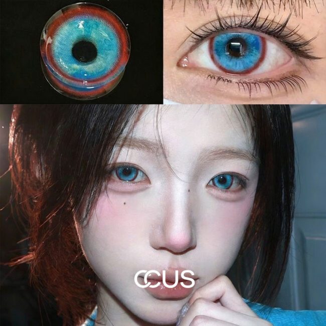 Red Rim Ice Blue Colored Contacts - Ccus | Premium Colored Contacts Red Rim Ice Blue Colored Contacts