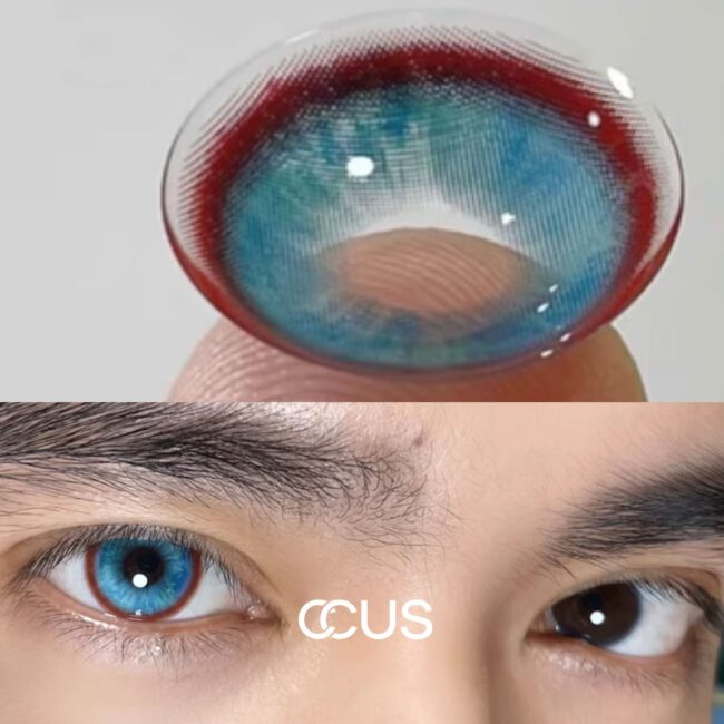 Red Rim Ice Blue Colored Contacts - Ccus | Premium Colored Contacts Red Rim Ice Blue Colored Contacts