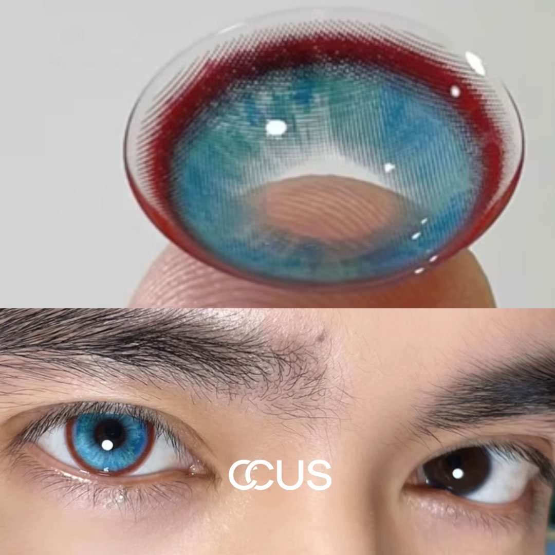Red Rim Ice Blue Colored Contacts - Ccus | Premium Colored Contacts Red Rim Ice Blue Colored Contacts - Image 4