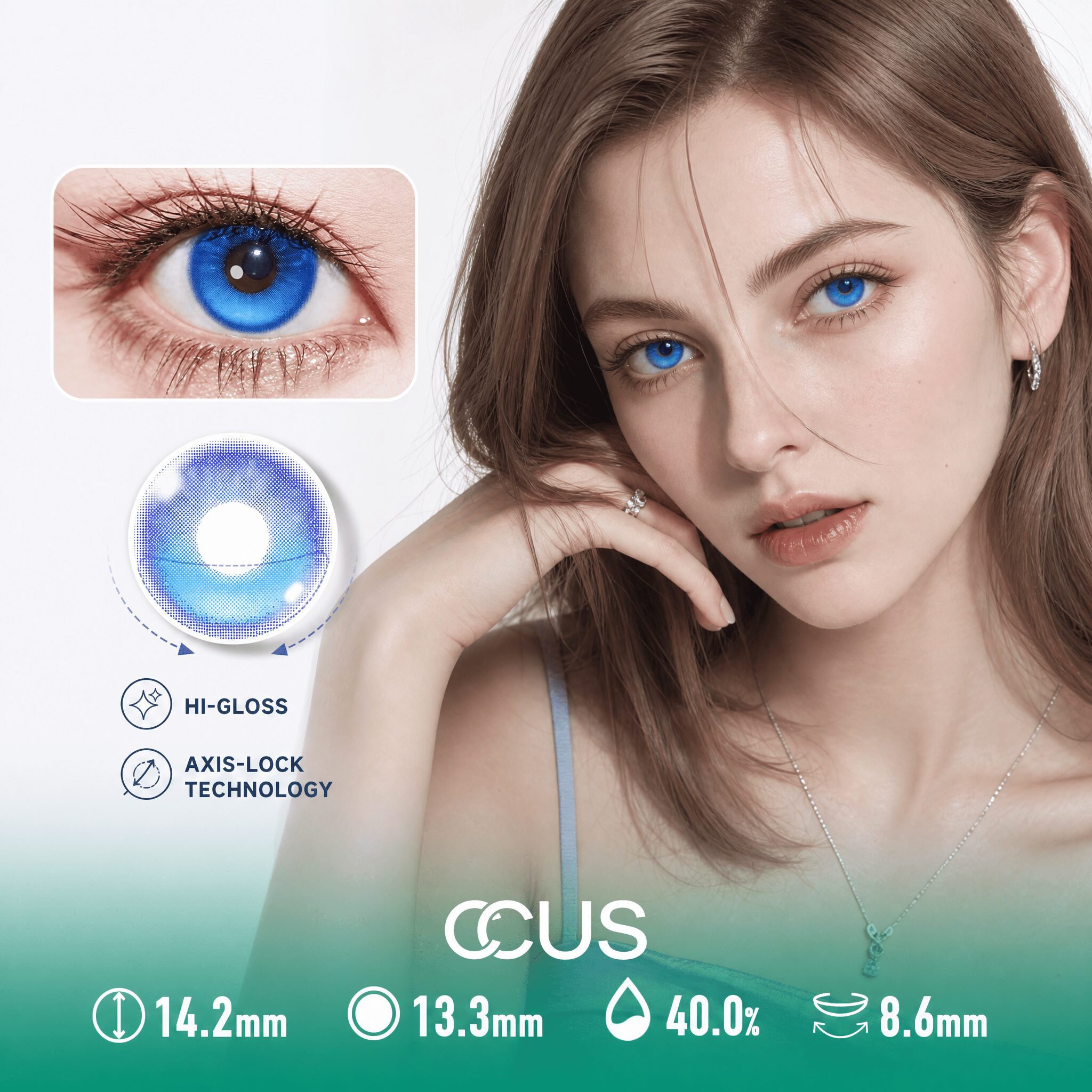 Neon Static Azure Blue Contact Lenses