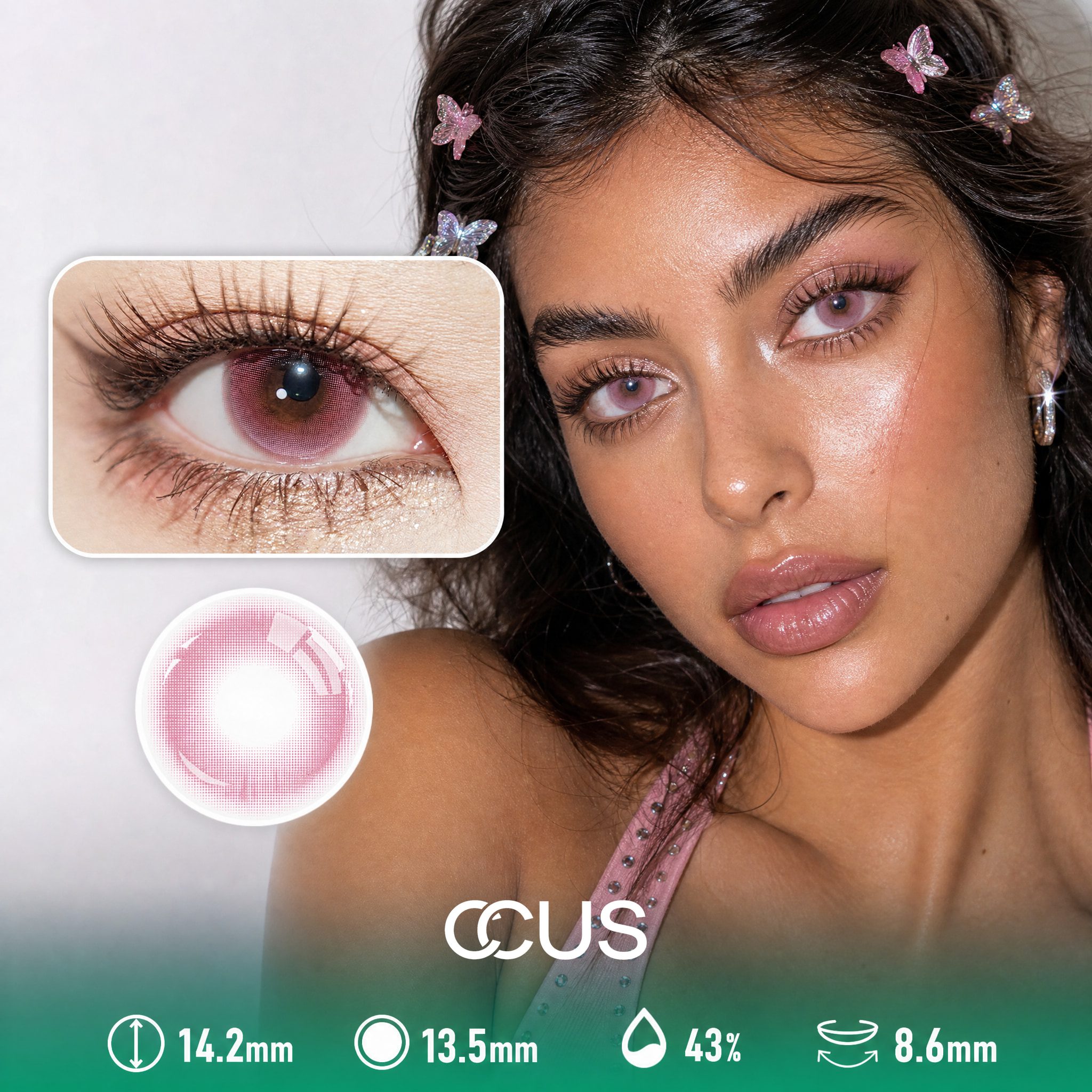 Bubblegum Peach Rose Pink Contact Lenses