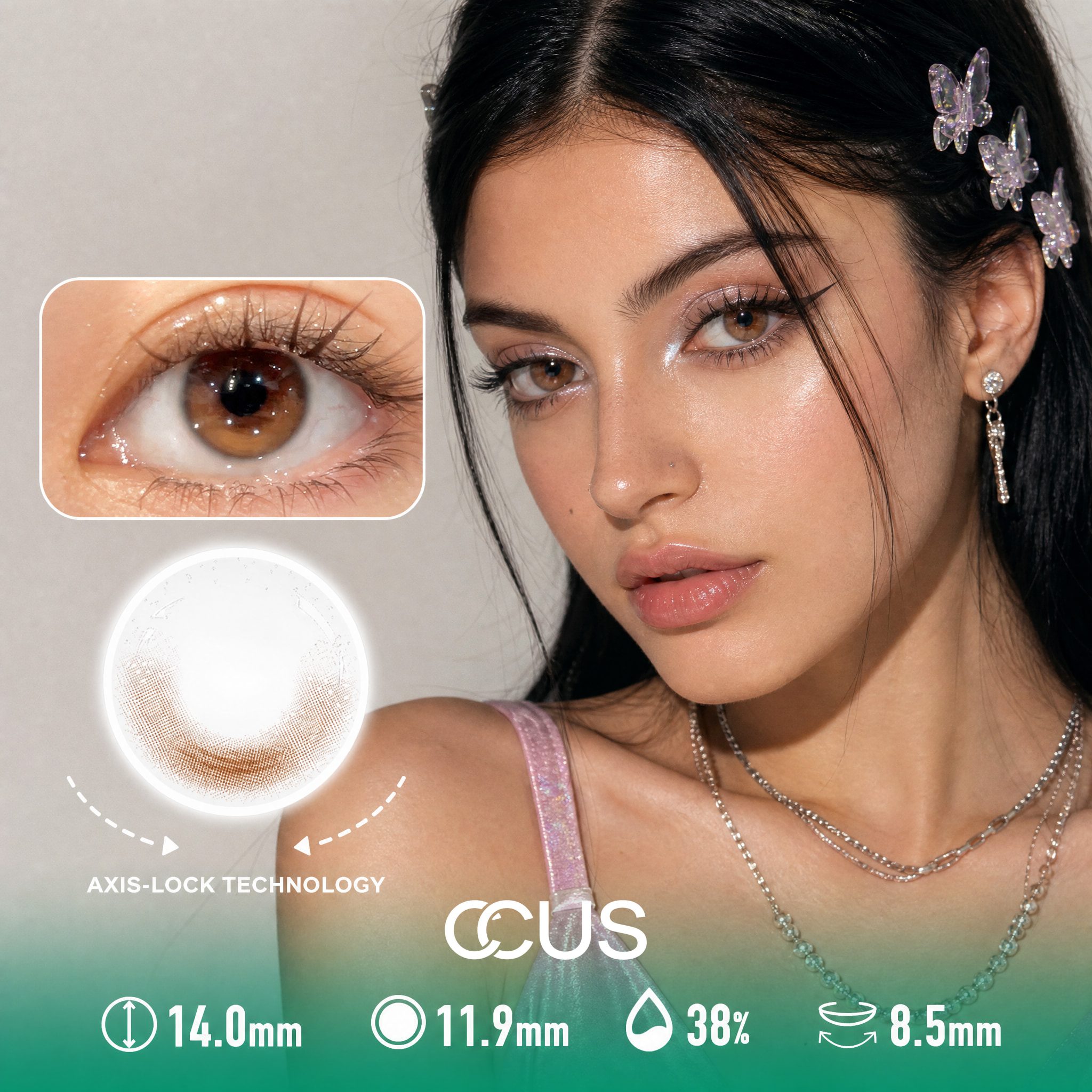 Butterfly Clip Caramel Brown Contact Lenses