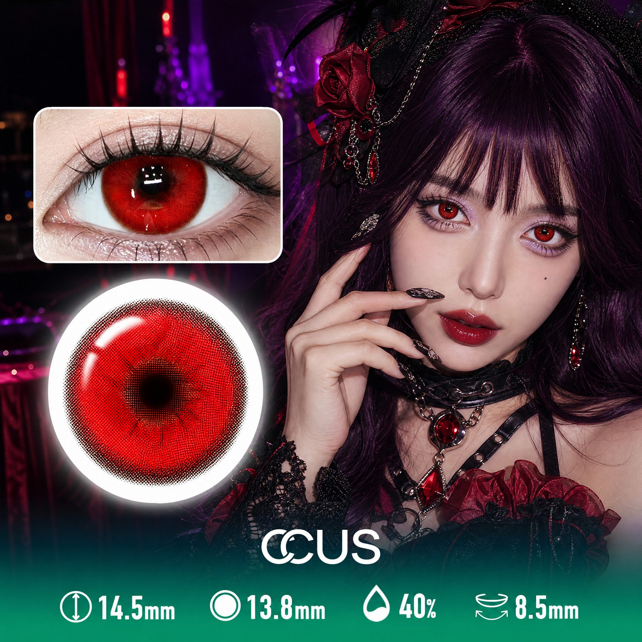 Carnival Red Party Contact Lenses - Ccus Eyewear · Premium Colored Contacts Carnival Red Party Contact Lenses