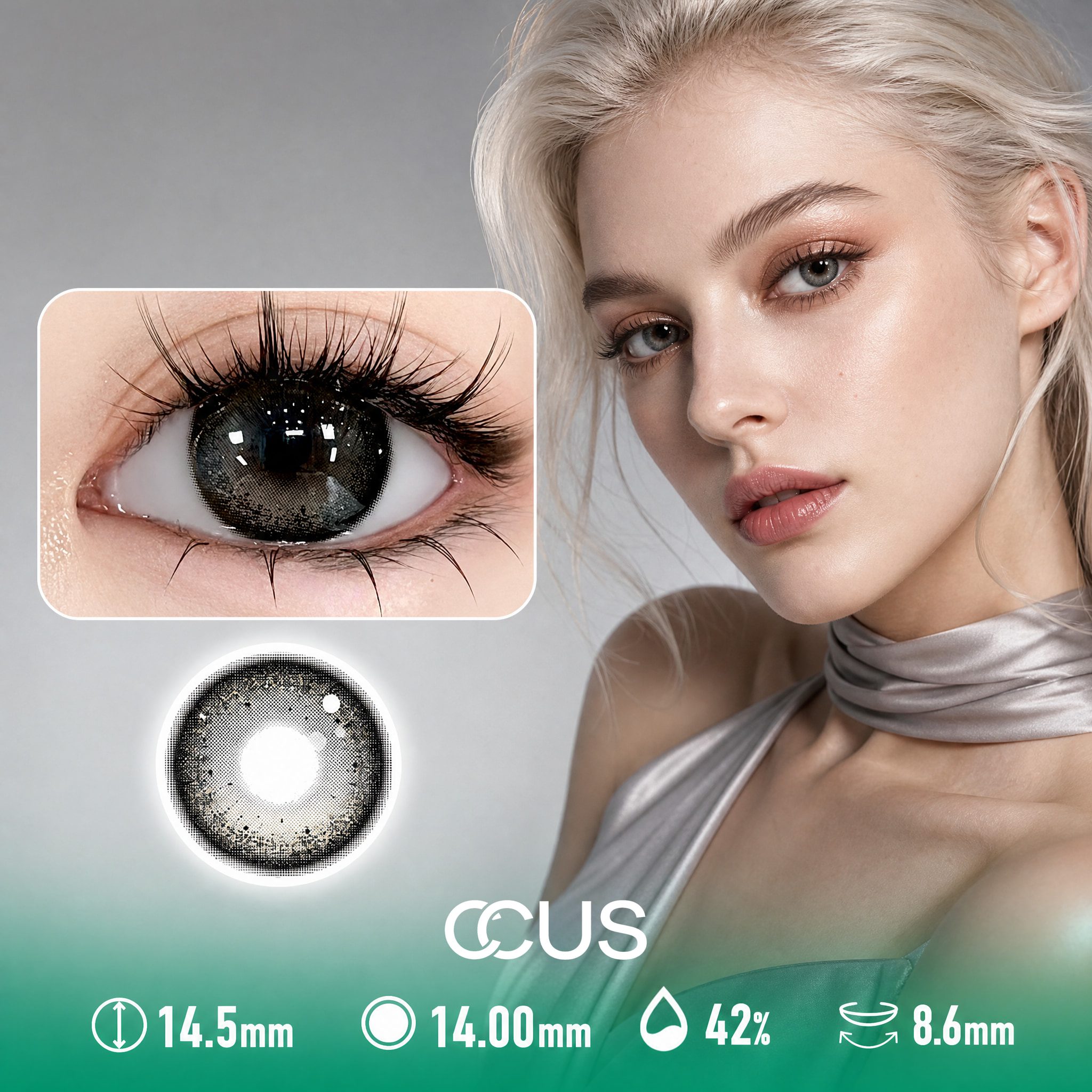 Dawn Peony Smoke Grey Contact Lenses