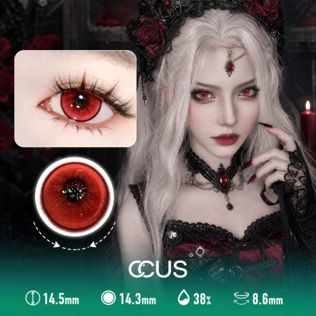 Dense Dot Mesh Red Cosplay anime vampire demon Contact Lenses