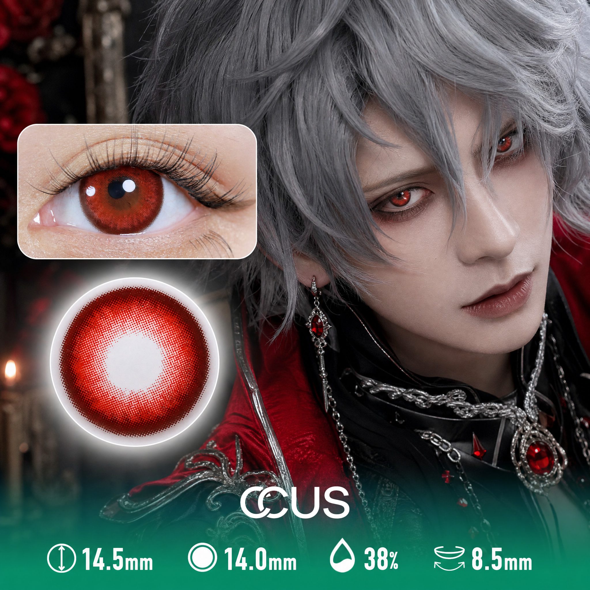 Dot Matrix Mesh Red Cosplay Gothic Dramatic Contact Lenses - Ccus Eyewear · Premium Colored Contacts Dot Matrix Mesh Red Cosplay Gothic Dramatic Contact Lenses