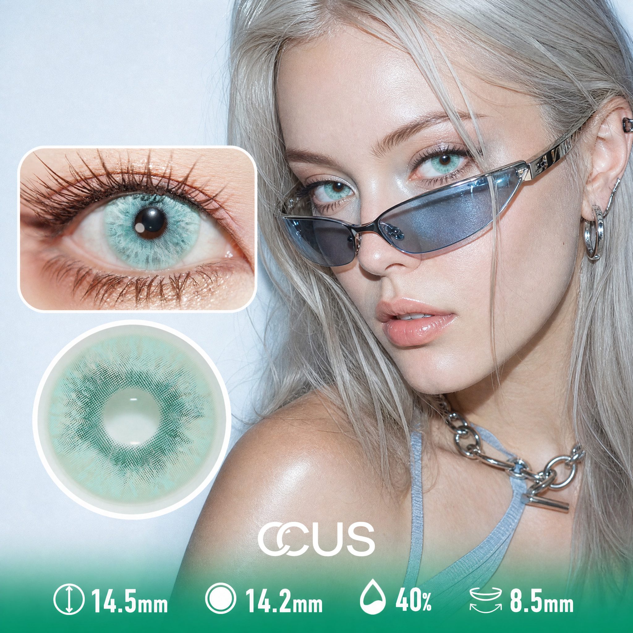 Glass Rain Jade Green Contact Lenses