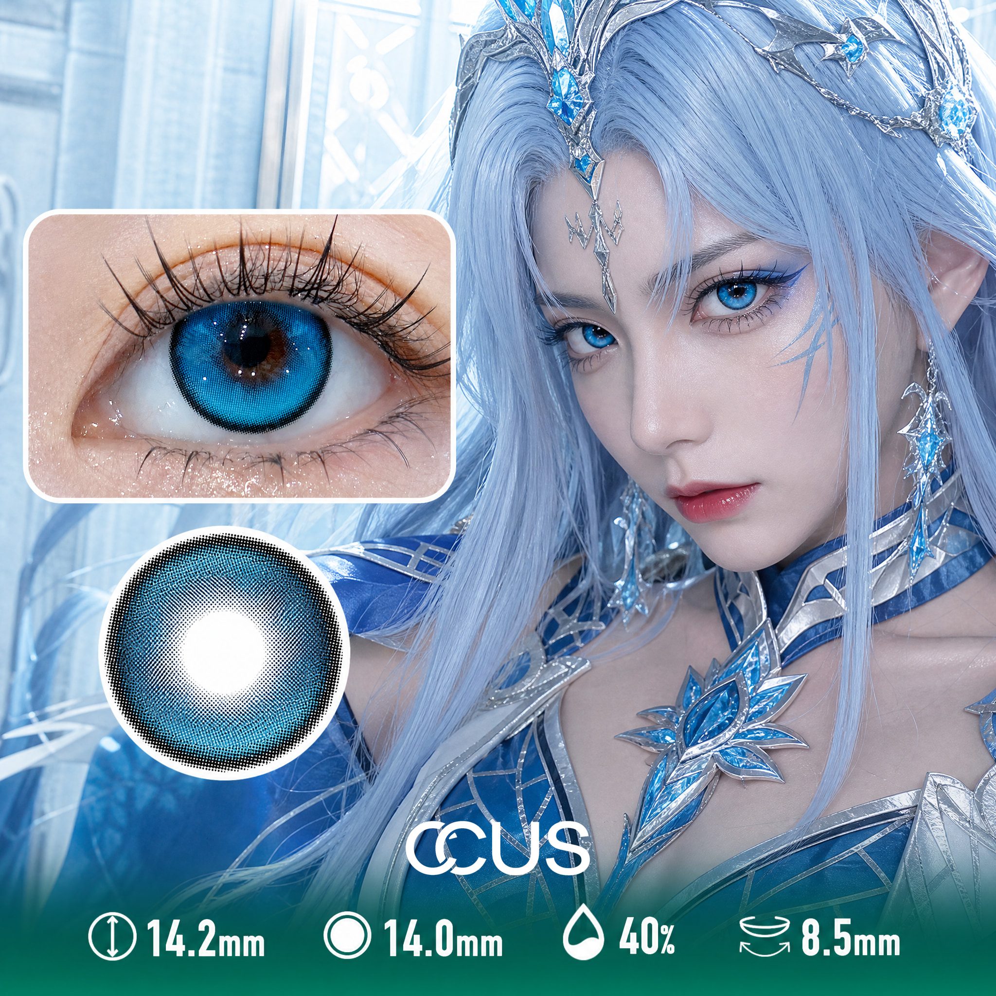 Halftone Dot Mesh Matrix Blue Contact Lenses - Ccus Eyewear · Premium Colored Contacts Halftone Dot Mesh Matrix Blue Contact Lenses