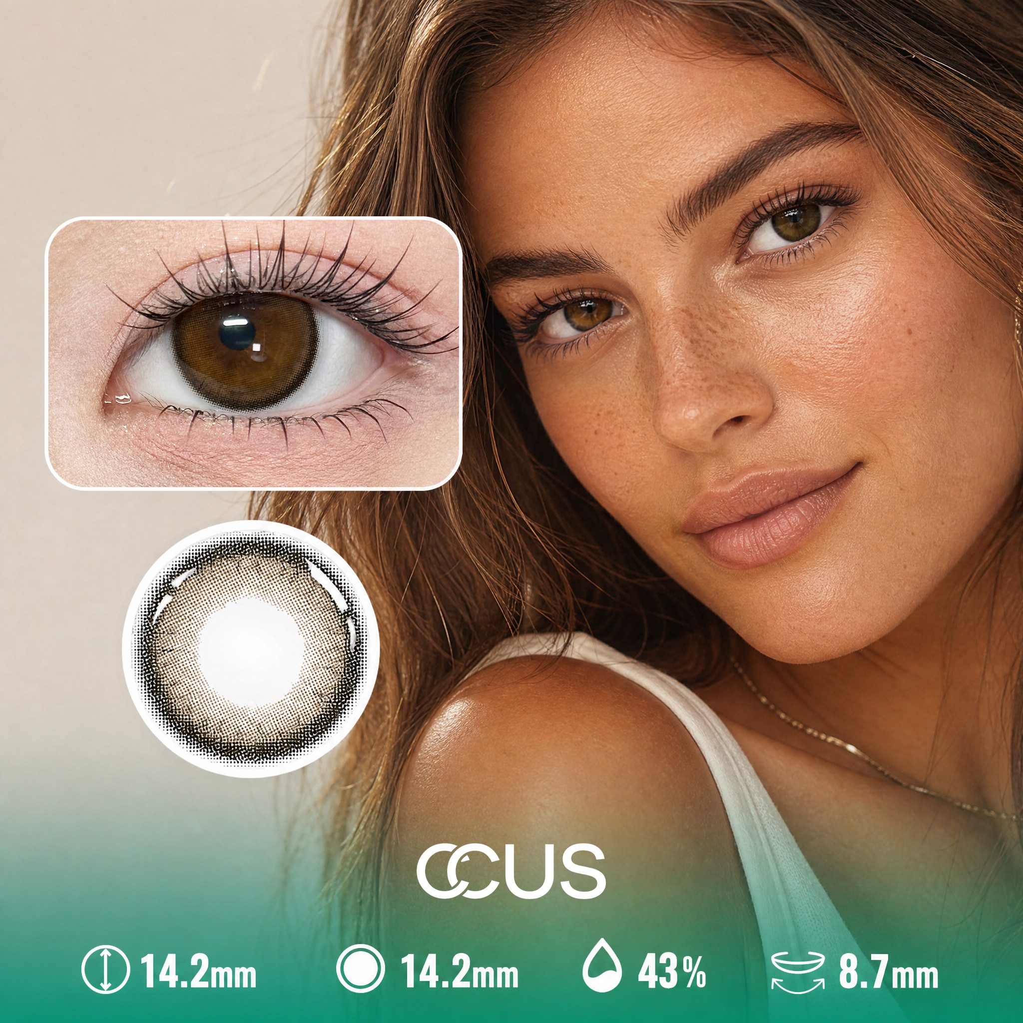 Milan Satin Amber Brown Contact Lenses