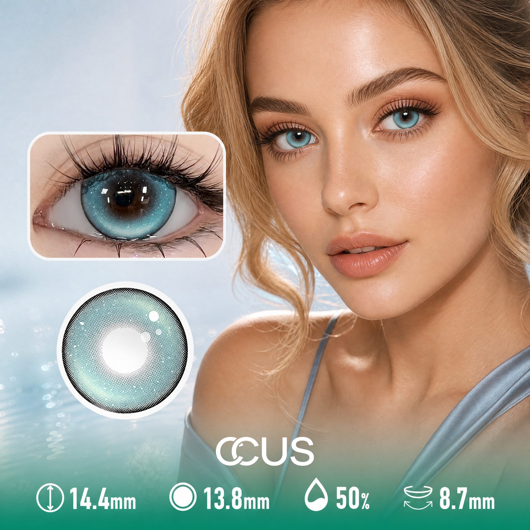 Opal Summer Lagoon Blue Contact Lenses - Ccus Eyewear · Premium Colored Contacts Opal Summer Lagoon Blue Contact Lenses