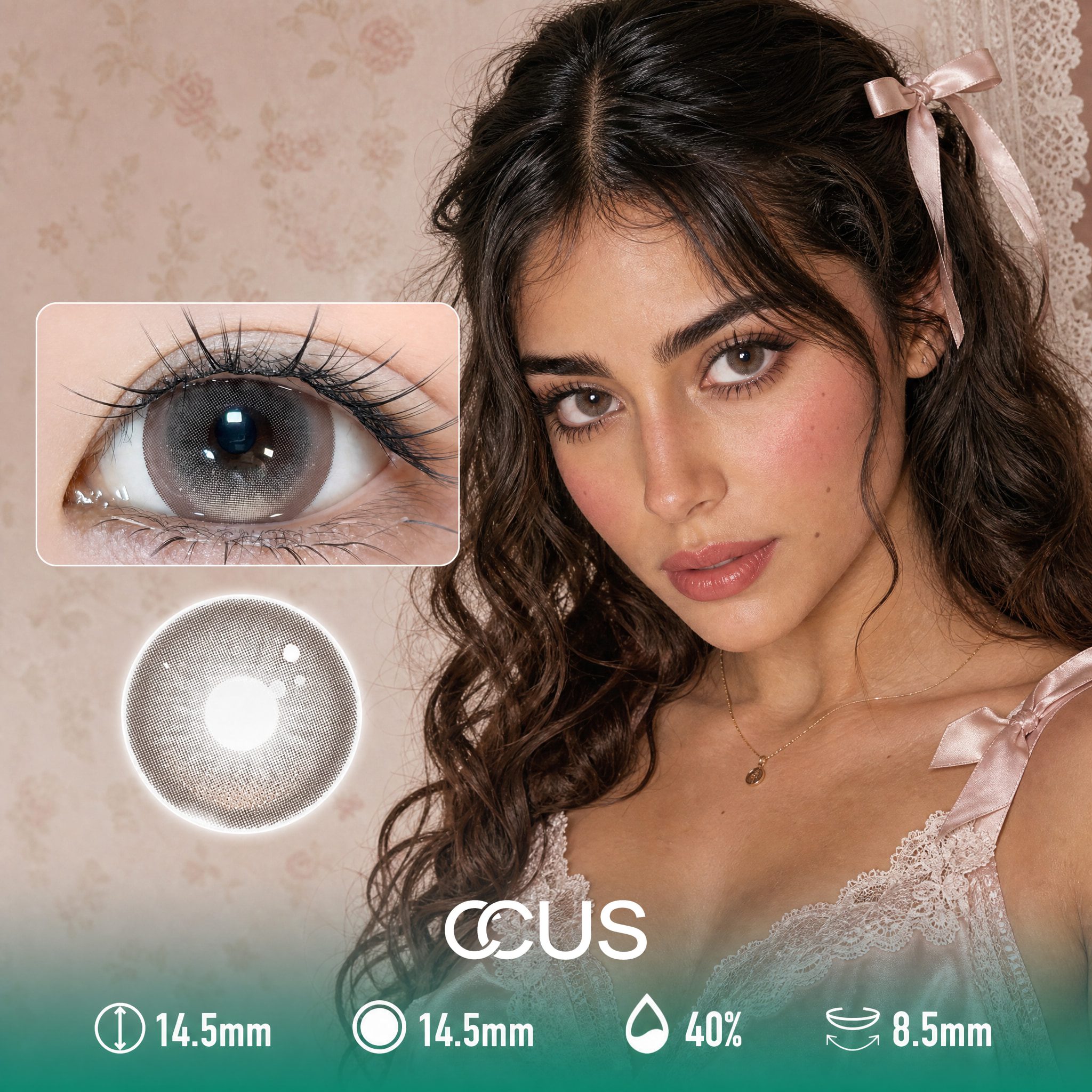 Rosy Bow Amber Brown Contact Lenses