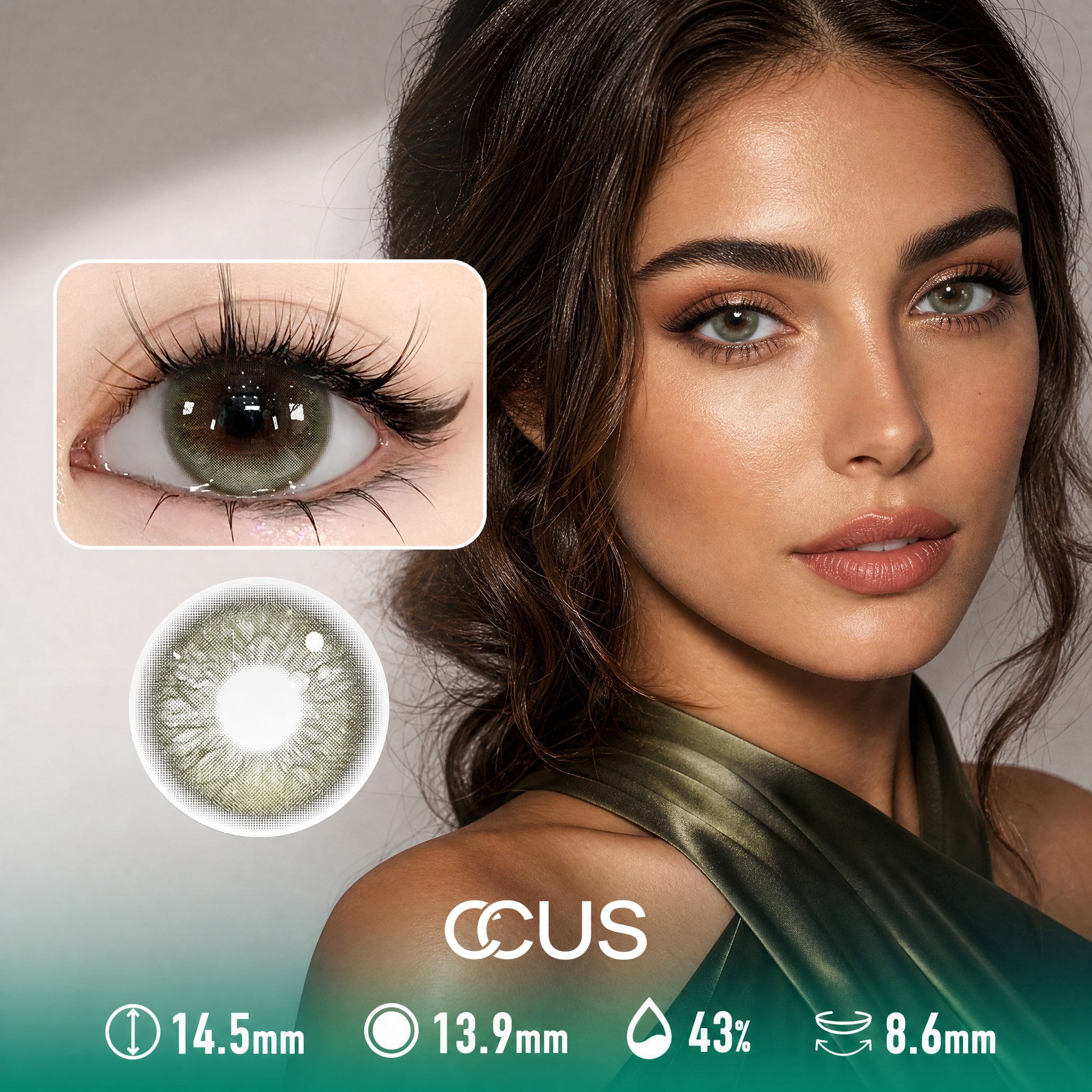 Satin Dusk Green Contact Lenses - Ccus Eyewear · Premium Colored Contacts Satin Dusk Green Contact Lenses