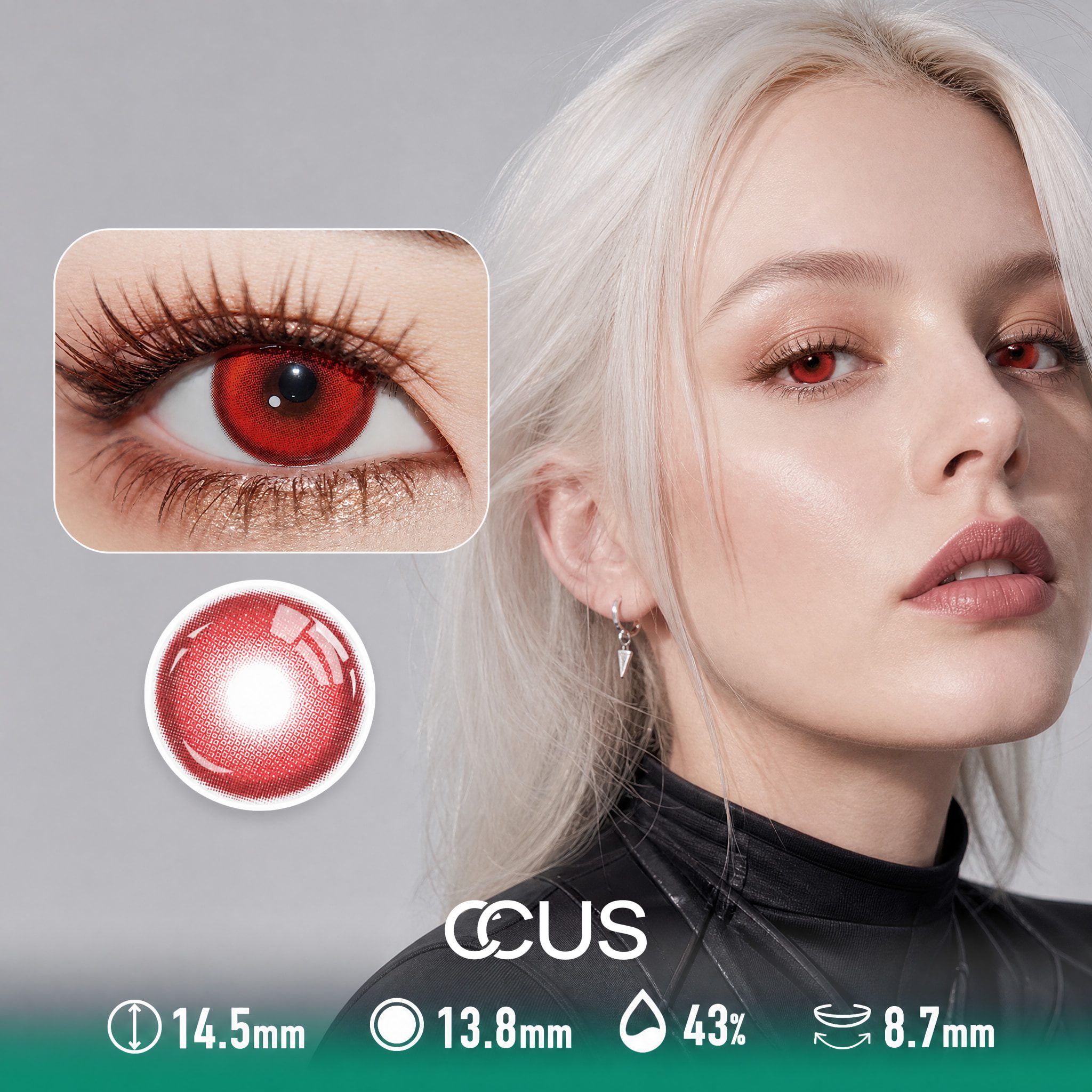 Satin Iris Crimson Red Contact Lenses