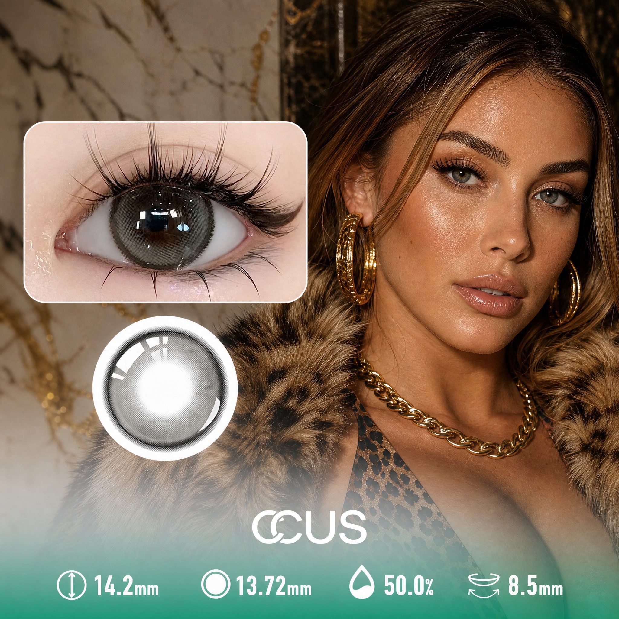 Satin Leopard Smoke Grey Contact Lenses