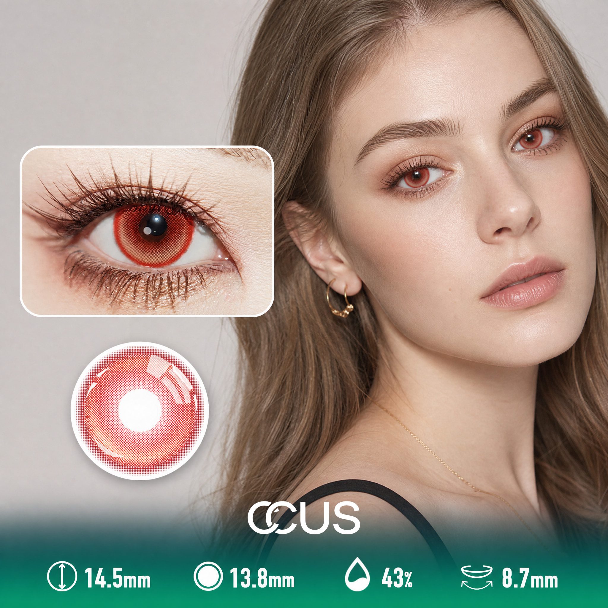 Seville Satin Ember Red Contact Lenses