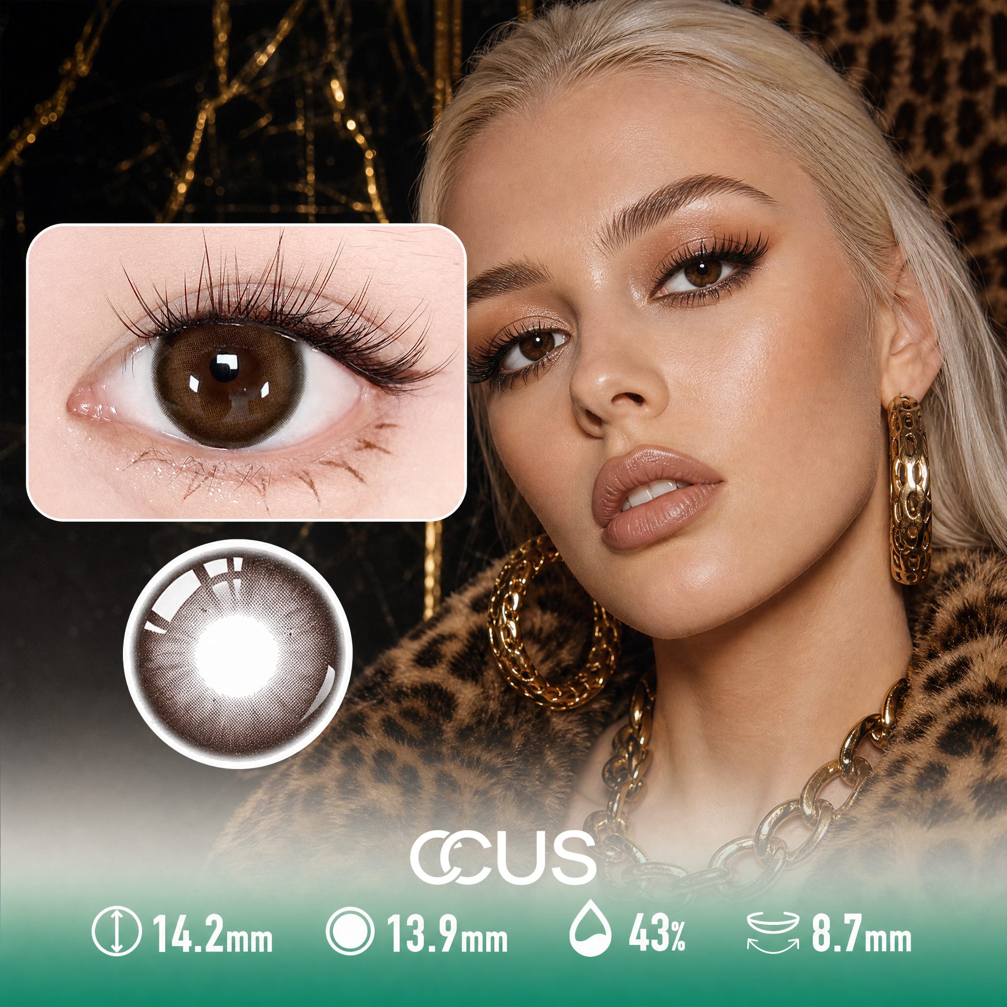 Velvet Leopard Amber Brown Contact Lenses