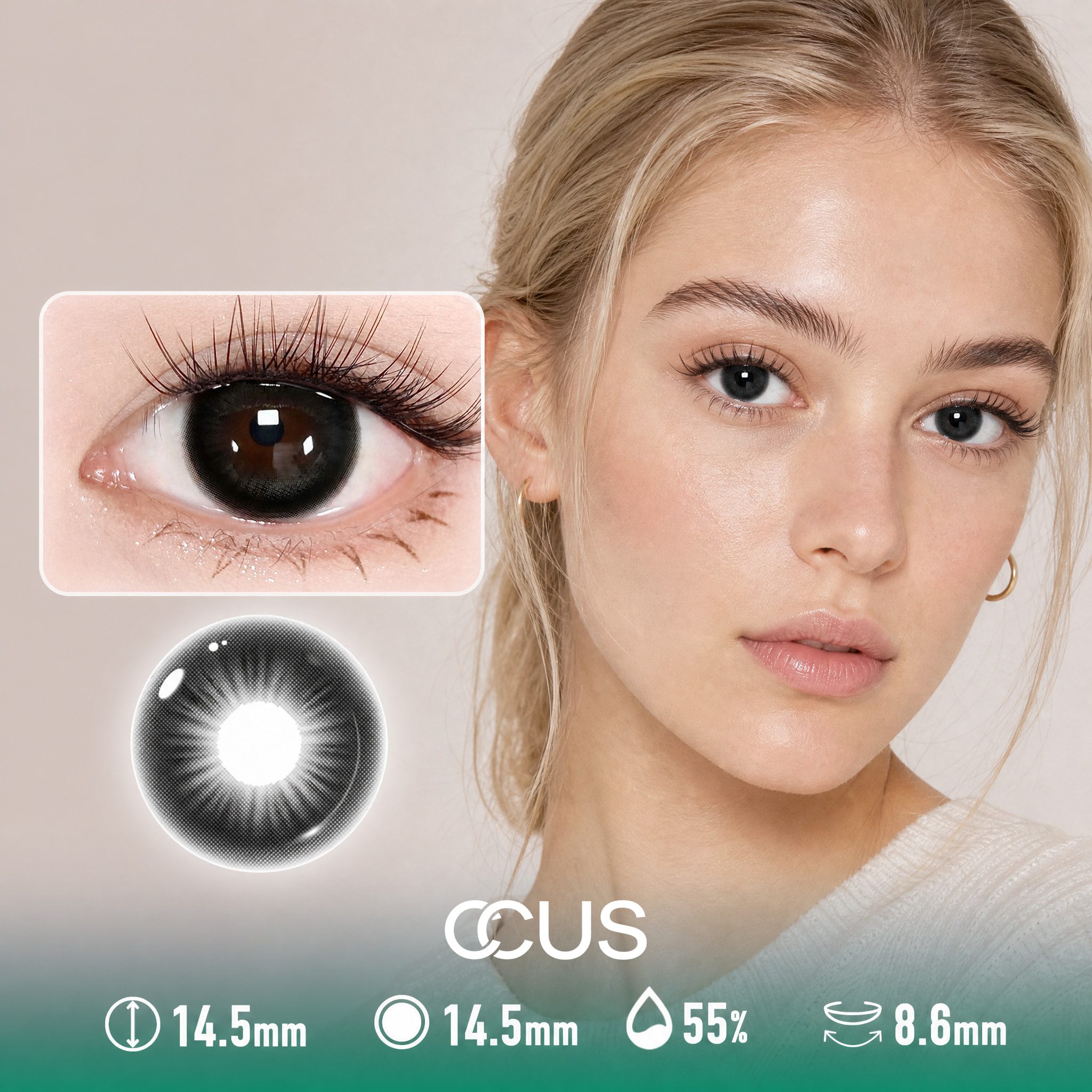 Charcoal Mist Grey Contact Lenses