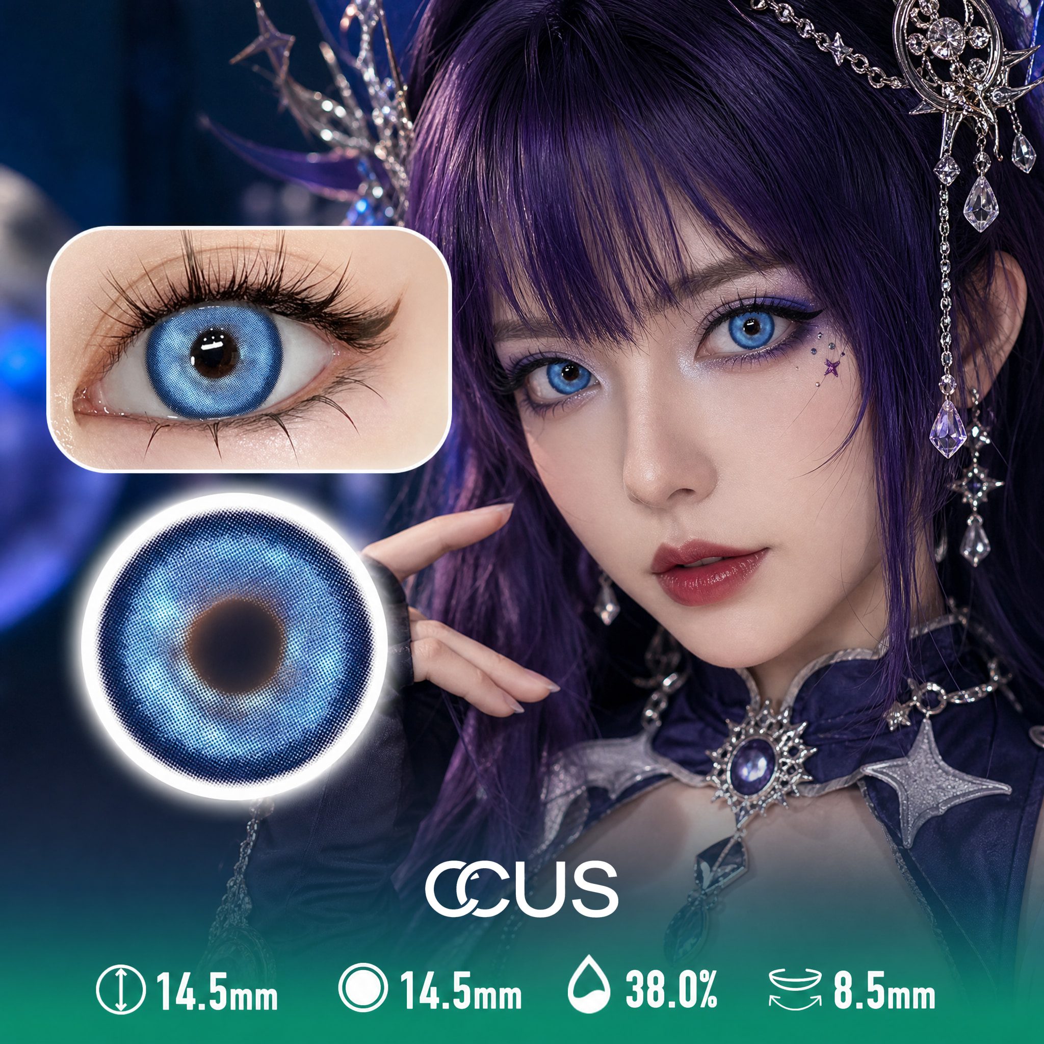 Confetti Blue Party Contact Lenses