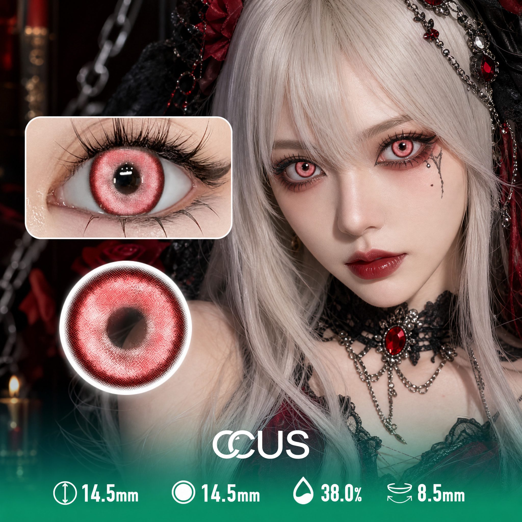 Confetti Red Party Contact Lenses