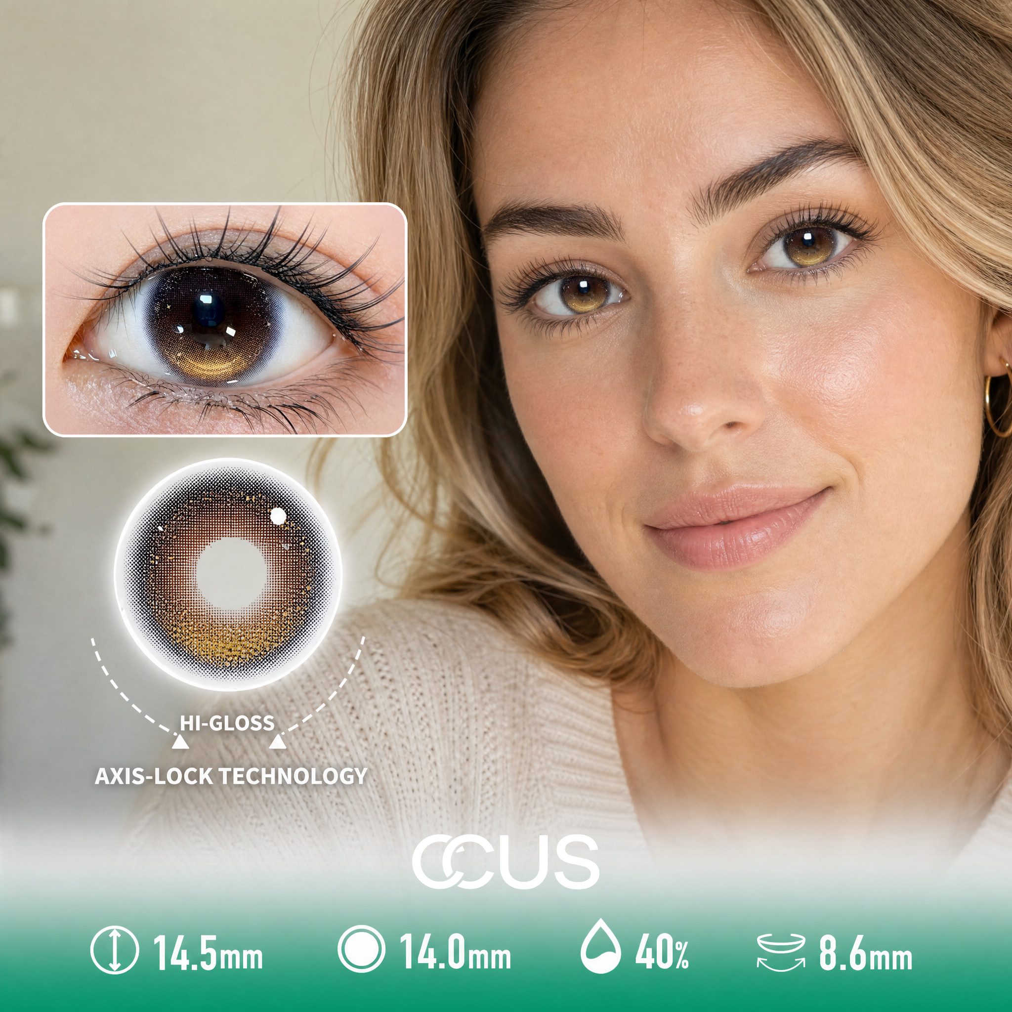 Daybreak Amber Brown Contact Lenses