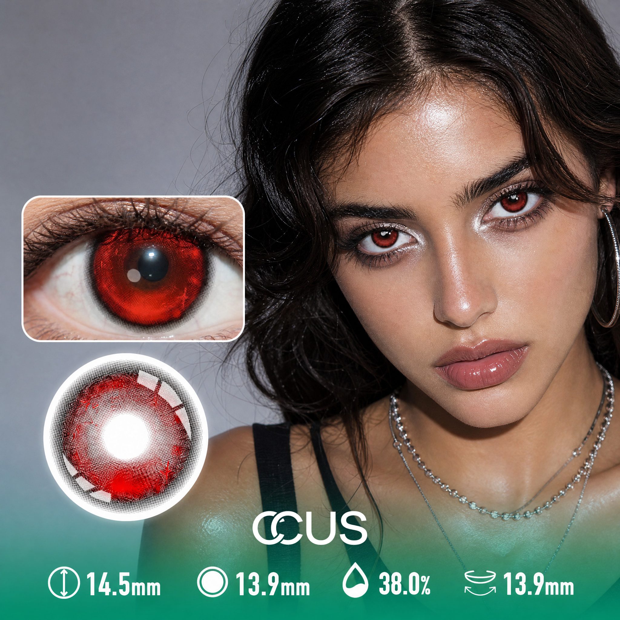 Flashbulb Crimson Onyx Black Contact Lenses