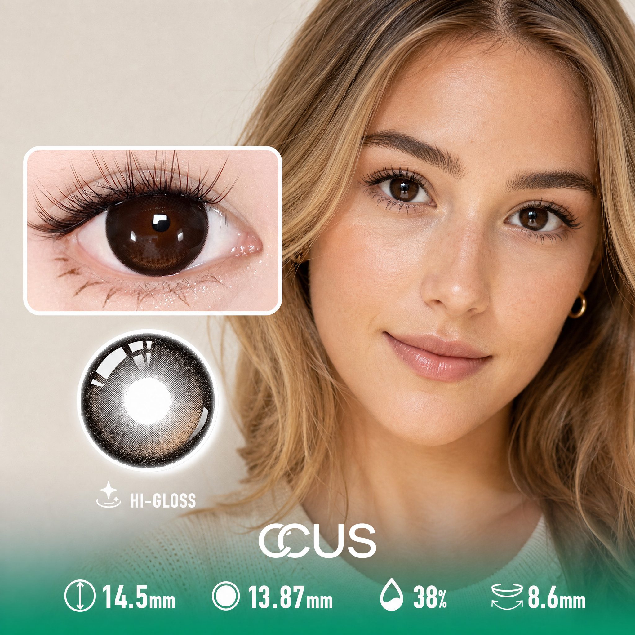 Glass Peony Hazel Brown Contact Lenses - Ccus Eyewear · Premium Colored Contacts Glass Peony Hazel Brown Contact Lenses